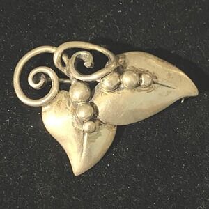 Vintage Sterling Silver Leaf Pin Scandinavian Design